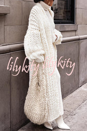 Embrace The Cold Solid Color Long Sleeve Knitted Loose Maxi Cardigan