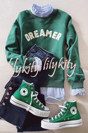 Daydreamer Letter Contrast Color Relaxed Loose Sweatshirt