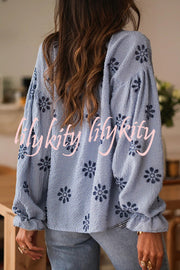Fashionable Embroidered Floral Casual Long-Sleeved Loose Top