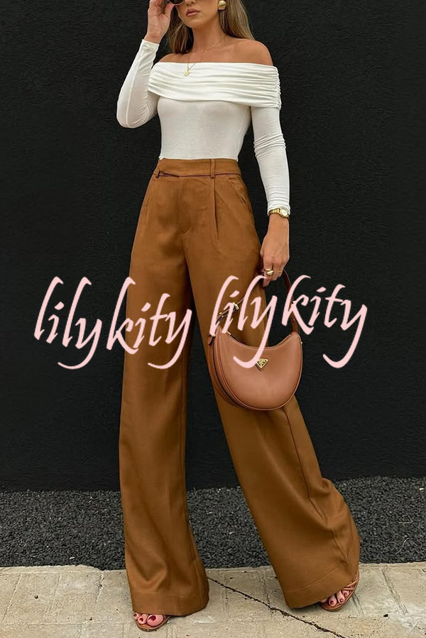 Solid Color Casual Pocket Loose Wide-leg Pants