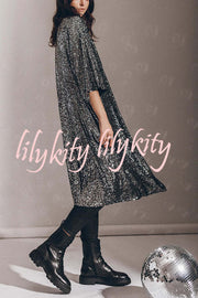 Disco Glamour Sequin Bell Sleeve Kimono