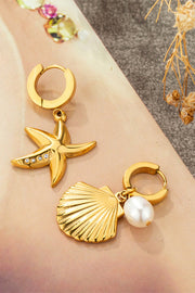 Fashionable Starfish Shell Pearl Earrings