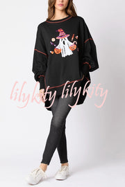 Halloween Ghost Sequin Loose Casual Sweatshirt