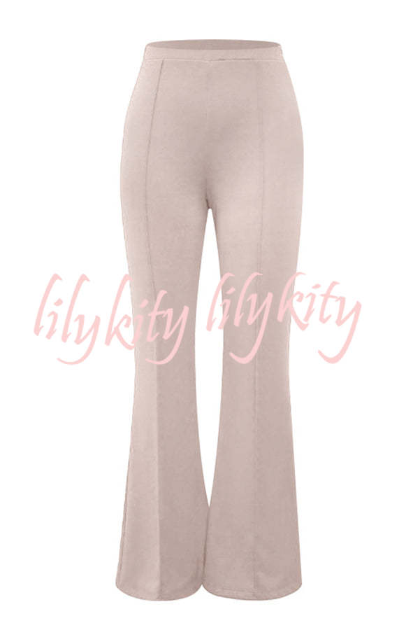 Downtown Dates High Rise Elastic Waist Stretch Flared Pants