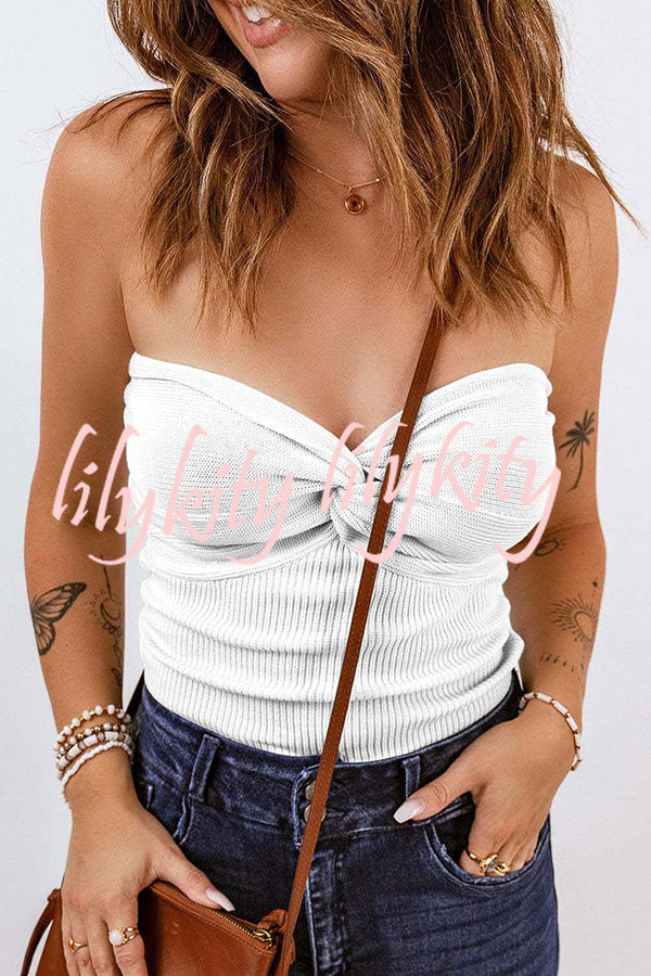 Sexy Tube Knit Ribbed Slim Backless Tank Top