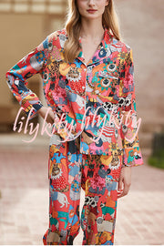 Banquet Cat Print Home Long Sleeved Two-piece Set