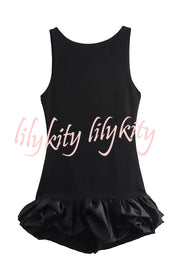 Born To Party Satin Patchwork Cloud Shape Wide Neck Mini Dress