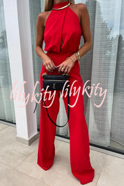 Fashionable Solid Color Sleeveless Hollow Slim Fit Jumpsuit