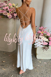 Sexy Backless Suspender High Slit Slim Maxi Dress