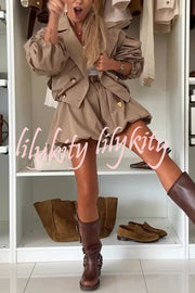 Fashion Style High Rise Elastic Waist Pocketed  Bloomer Shorts