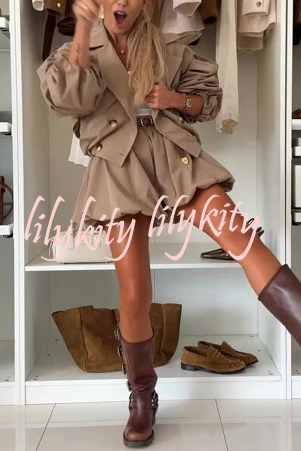 Fashion Style High Rise Elastic Waist Pocketed  Bloomer Shorts