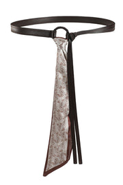 Vintage Silk Scarf Leather Thin Belt