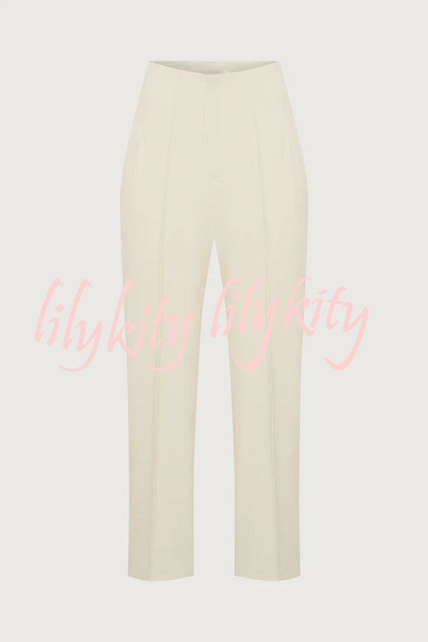 Exquisite and Fashionable High Waist Pocketed Straight Leg Pencil Pants