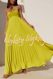 Exquisite Princess Pleated Off Shoulder with Scarf Party Maxi Dress