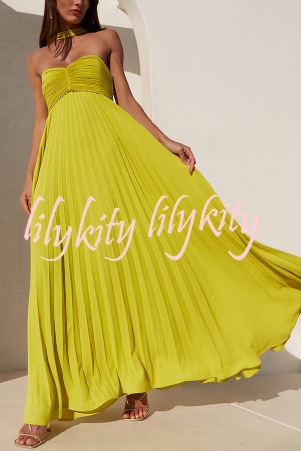 Exquisite Princess Pleated Off Shoulder with Scarf Party Maxi Dress