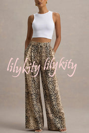 Hurley Ombre Snake Print Elastic Waist Pocketed Wide Leg Pants