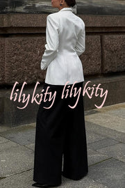 Solid Color Lapel Long Sleeve Casual Button Blazer