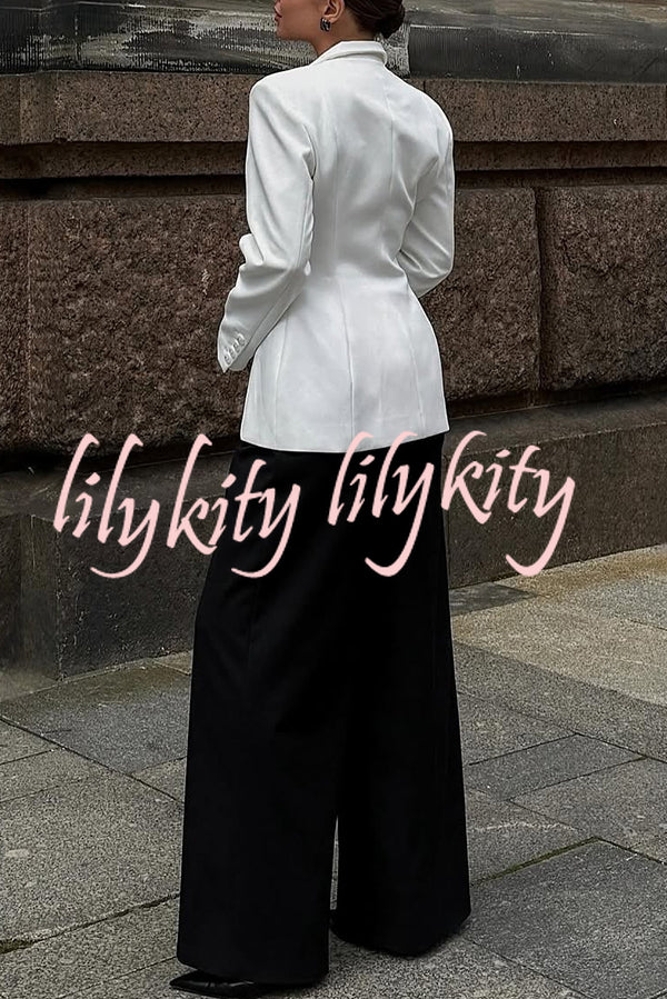 Solid Color Lapel Long Sleeve Casual Button Blazer