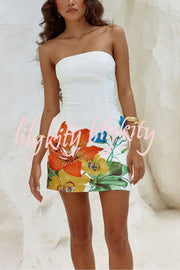 Primrose Abstract Floral Print Pocketed Strapless Mini Dress