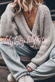 Falling for You Knit Button Up Relaxed Cardigan