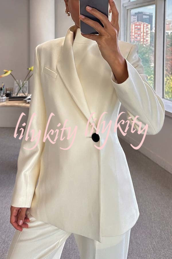 Fashionable Leader One Button Stand Collar Long Sleeve Blazer Jacket