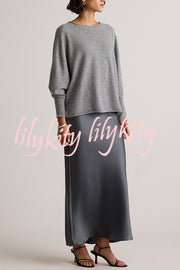 Soft and Warm Cashmere Knit Batwing Sleeve Relaxed Sweater
