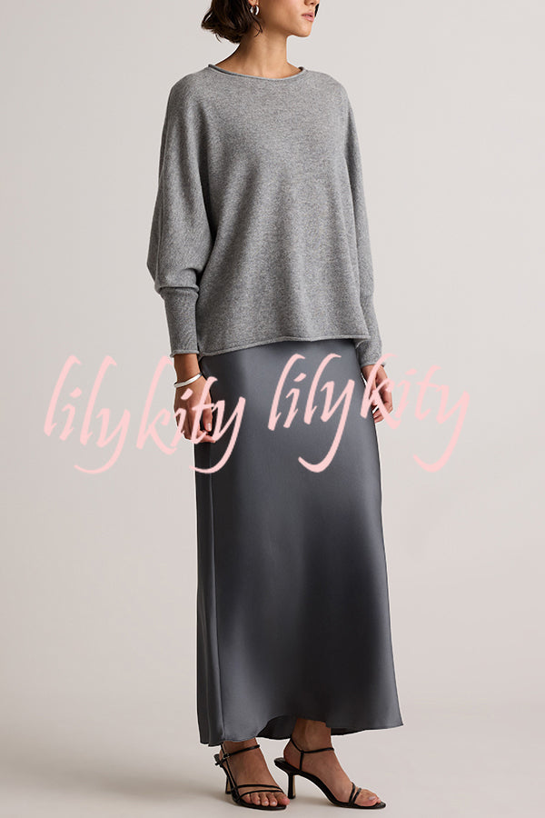 Soft and Warm Cashmere Knit Batwing Sleeve Relaxed Sweater