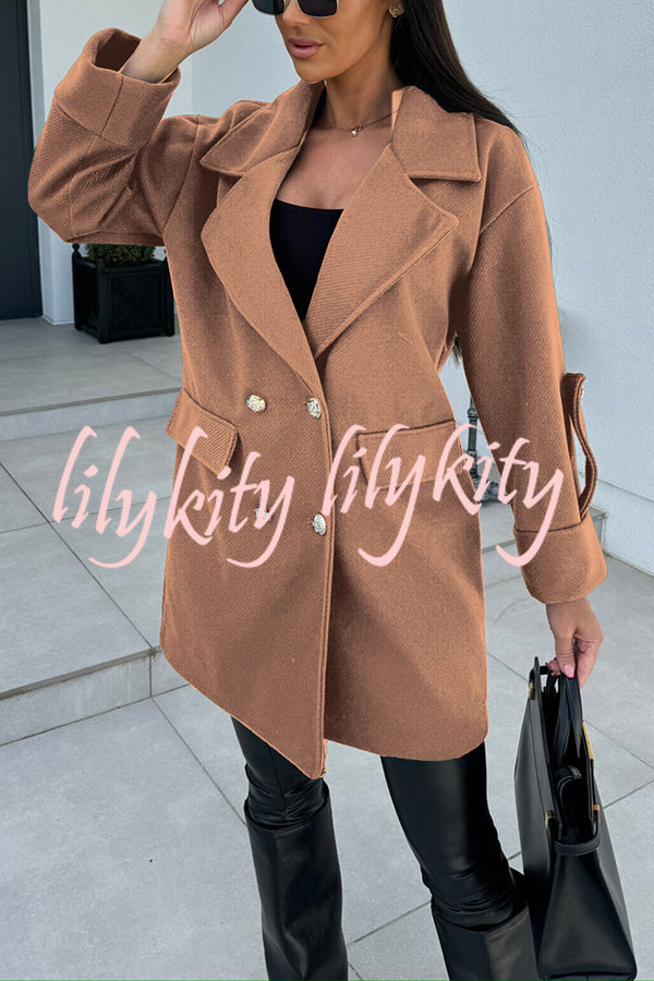 Stylish Lapel Double-breasted Loose Coat