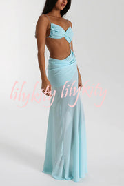 Sexy Halter Waist-baring Backless Lace-up High-slit Maxi Dress