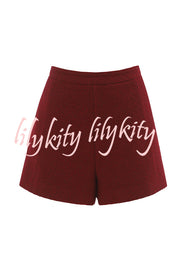 Sweet Dreams Tweed High Rise Pocket Wide Leg Mini Shorts
