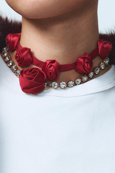 Romantic Rose Diamond Double Layer Necklace