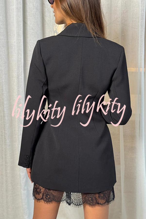 Pure and Beautiful Double-breasted Long Sleeve Lapel Blazer Mini Dress
