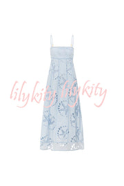 Simona Embroidered Starfish Pattern Backless Tie-up Slip Maxi Dress