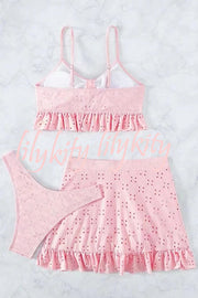Hollow Patchwork Suspender Strap Three Pieces Swimsuit Set