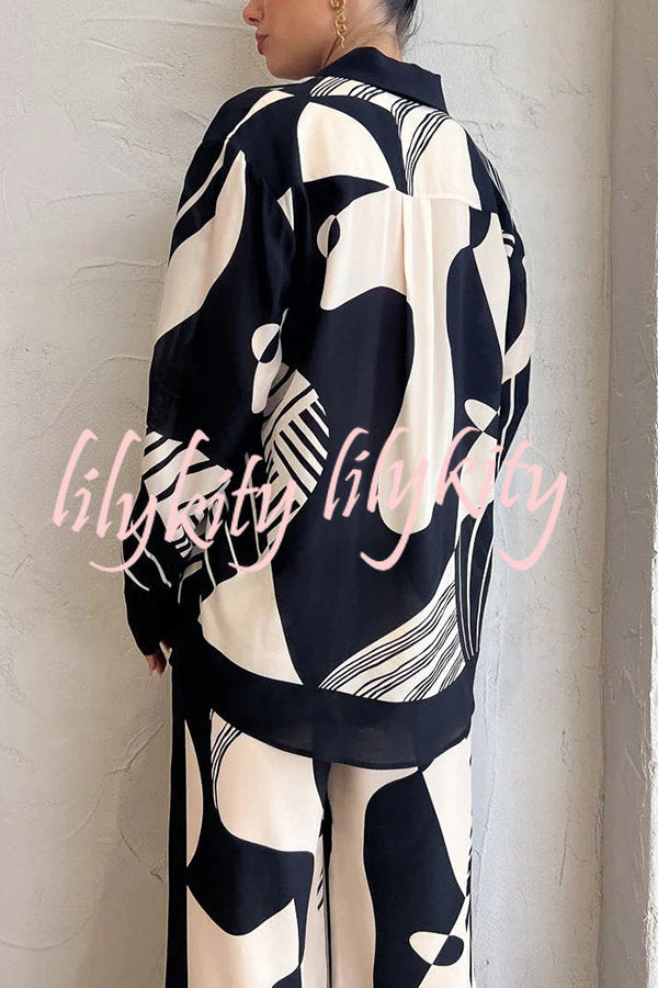 Weekend Escape Exclusive Print Contrast Trims Drape Blouse