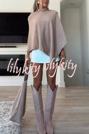 Women Cashmere Knit Shrug Bolero Side Button Detail Lightweight Shawl  Poncho