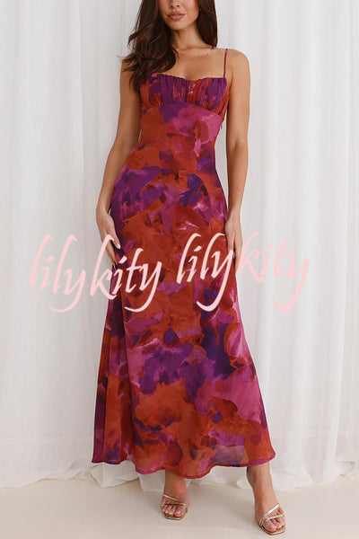 Fashion Tie-dye Backless Suspender Holiday Maxi Dress