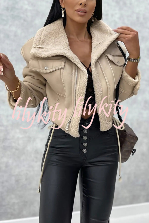 Stylish Lambswool Short Zipped Biker Jacket