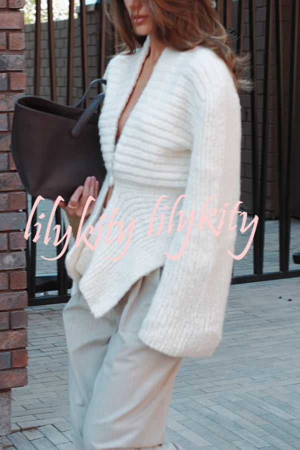 Retro V-neck Long-sleeved Sexy Hollow Loose Knitted Cardigan
