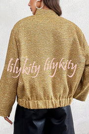 Fashion Sequin Long Sleeve Casual Pocket Loose Jacket
