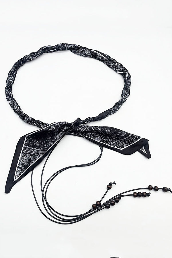 Fashionable Hand-woven Silk Scarf Wax Rope Beaded Belt