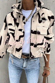 Unique Stylish Printed Casual Pocket Statement Jacket