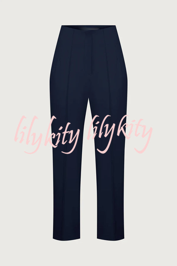 Exquisite and Fashionable High Waist Pocketed Straight Leg Pencil Pants