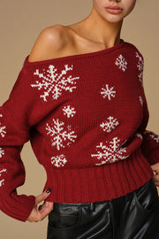 Christmas Snowflake Pattern Long-sleeved Loose Knit Sweater