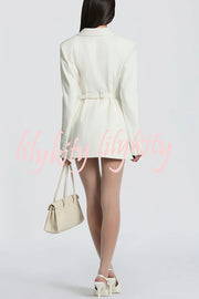 Elvira Double-breasted Long Sleeve Adjustable Back Belt Lapel Blazer Mini Dress