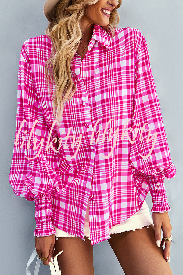 Contrast Unique Print Button Down Long Sleeved Shirt