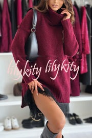 Breezy City Knit Turtleneck Long Sleeve Relaxed Sweater