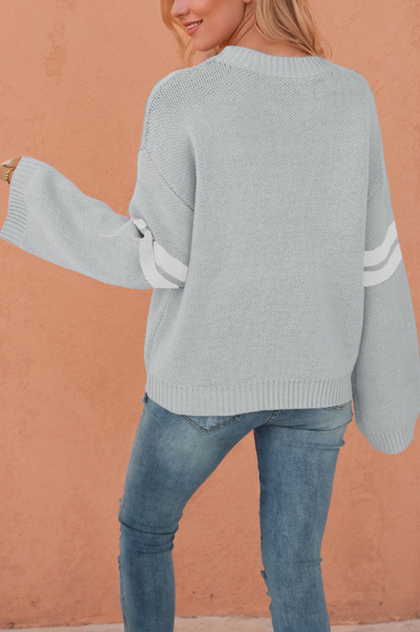 Fashionable Heart-shaped Jacquard Long-sleeved Loose Knit Sweater