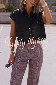 Fashion Faux Leather Pocket Sleeveless Cropped Jacket