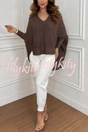 Fashion Hollow Long Sleeve Loose V-neck Knitted Sweater